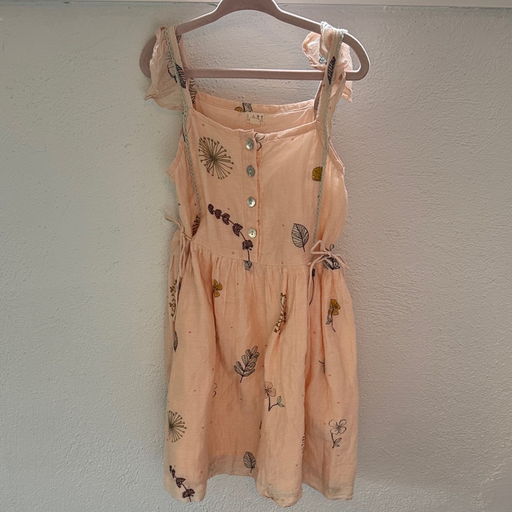Lali Peach Floral Kids Casual Dress